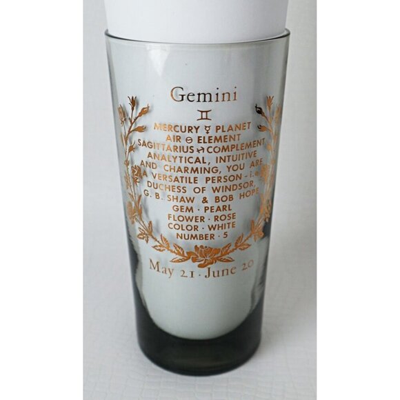 Vintage Horoscope Gemini Bar Cocktail Drinking Glass Highball Tumbler - Picture 2 of 5